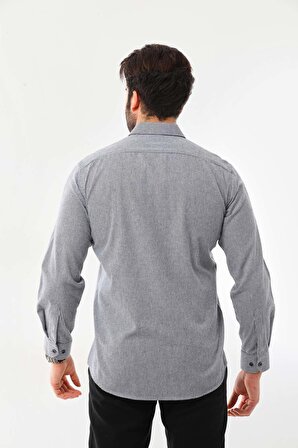 Marisso Erkek Cep Detaylı Uzun Kol %100 Pamuk Gömlek 19ASM Lacivert