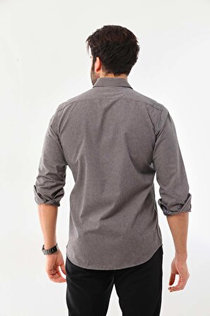 Marisso Erkek Cep Detaylı Uzun Kol %100 Pamuk Gömlek 19ASM Vizon