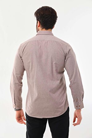 Marisso Erkek Cep Detaylı Uzun Kol %100 Pamuk Gömlek 19ASM Bej