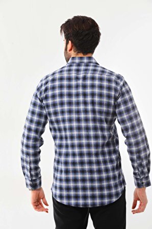 Marisso Erkek Cep Detaylı Uzun Kol %100 Pamuk Gömlek 019SRA Mavi