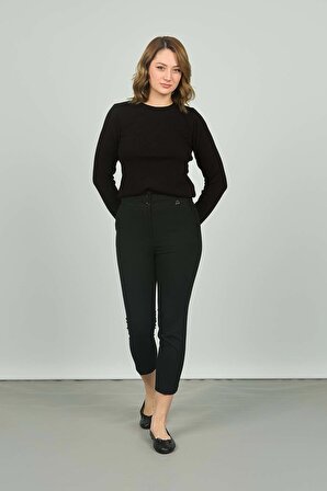 F&A Tekstil Kadın Dar Paça Normal Bel Pantolon 7308 Siyah