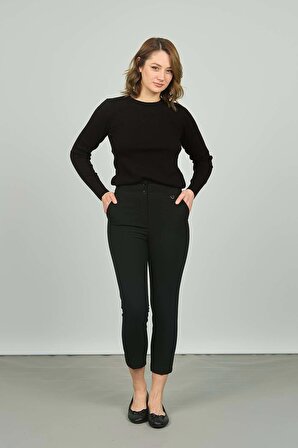 F&A Tekstil Kadın Dar Paça Normal Bel Pantolon 7308 Siyah