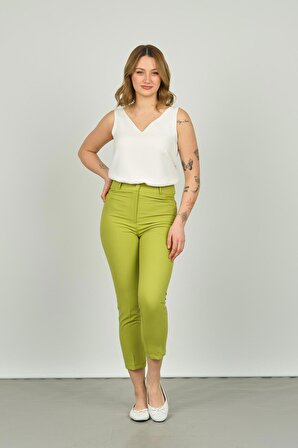 FA Pantolon Kadın Bilek Boy Dar Kalıp Pantolon 7410 Fıstık Yeşili