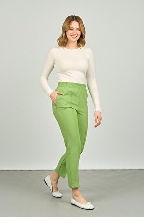 FA Pantolon Kadın Bilek Boy Önden Çizgi Dikişli Dar Kalıp Pantolon 6000 Fıstık Yeşili