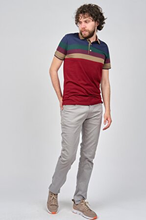 Wellalux Erkek Blok Desenli Polo Yaka T-Shirt 593183208 Bordo