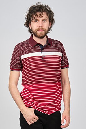 Wellalux Erkek Blok Desenli Polo Yaka T-Shirt 593173210 Bordo