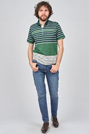 Wellalux Erkek Blok Desenli Polo Yaka T-Shirt 593173218 Yeşil