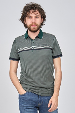 Wellalux Erkek Çizgili Polo Yaka T-Shirt 593173243 Yeşil