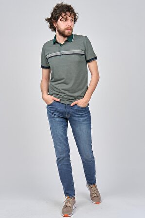 Wellalux Erkek Çizgili Polo Yaka T-Shirt 593173243 Yeşil