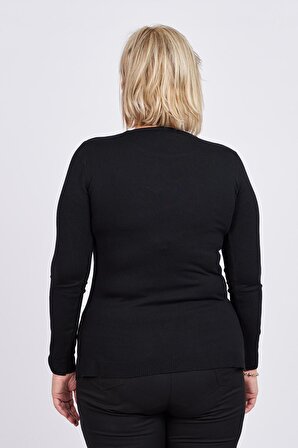 Flaş Triko Kadın Çiçekli Nakış Detaylı Bluz 3320806 Siyah
