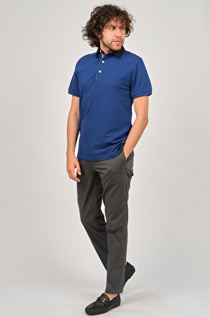 Desen Triko Erkek Polo Yaka T-Shirt 0249812 Indigo