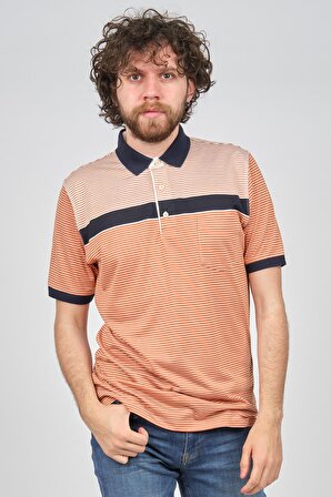 Wellalux Erkek Çizgili Polo Yaka T-Shirt 593193015 Turuncu