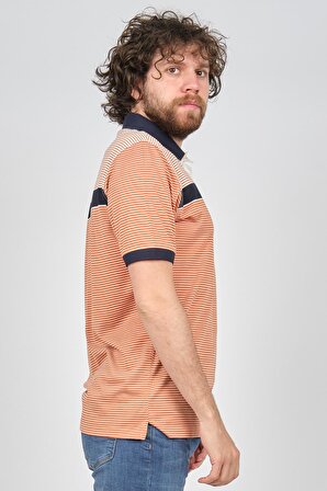 Wellalux Erkek Çizgili Polo Yaka T-Shirt 593193015 Turuncu
