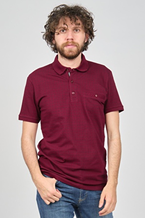 Çizgi Triko Erkek Desenli Slim Fit Polo Yaka T-Shirt 4254120 Bordo