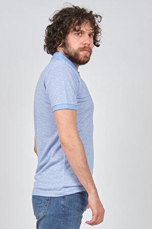 Diandor Erkek Cep Detaylı Desenli Polo Yaka T-Shirt 0651917057 Mavi