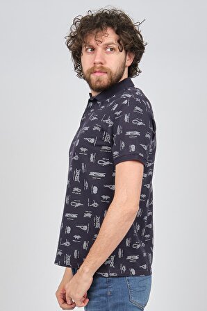 Exc & Handex Erkek Desenli Polo Yaka T-Shirt 4378128 Lacivert