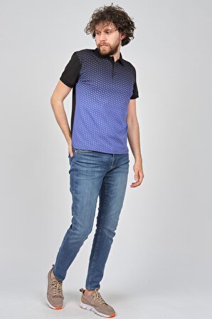 Exc & Handex Erkek Desenli Polo Yaka T-Shirt 4376009 Siyah