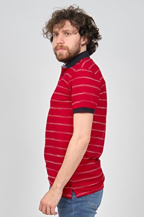 Qwerty Erkek Çizgili Polo Yaka T-Shirt 5452380 Kırmızı