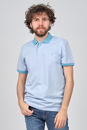 Qwerty Erkek Desenli Polo Yaka T-Shirt 5452418 Mavi