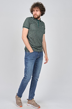 Qwerty Erkek Desenli Slim Fit Polo Yaka T-Shirt 5452198 Nefti