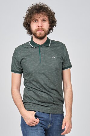 Qwerty Erkek Desenli Slim Fit Polo Yaka T-Shirt 5452198 Nefti