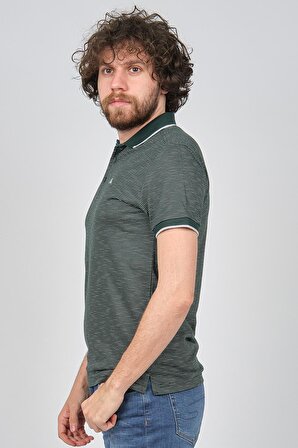 Qwerty Erkek Desenli Slim Fit Polo Yaka T-Shirt 5452198 Nefti