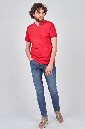 Qwerty Erkek Slim Fit Polo Yaka T-Shirt 5451436 Mercan