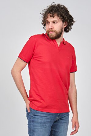 Qwerty Erkek Slim Fit Polo Yaka T-Shirt 5451436 Mercan