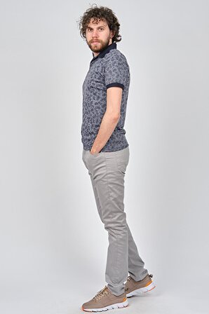 Qwerty Erkek Desenli Slim Fit Polo Yaka T-Shirt 5451675 Lacivert