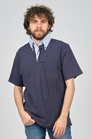 Uztex Erkek Cep Detaylı  Polo Yaka T-Shirt 07100308 Lacivert