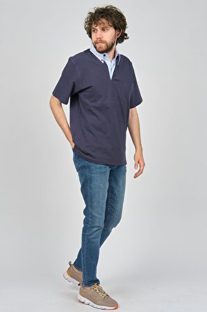 Uztex Erkek Cep Detaylı  Polo Yaka T-Shirt 07100308 Lacivert