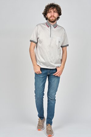 Galante Erkek Cep Detaylı Polo Yaka T-Shirt 07100707 Gri