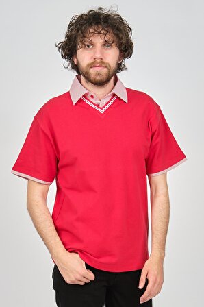 Uztex Erkek Slim Fit Polo Yaka T-Shirt 07190100 Kırmızı