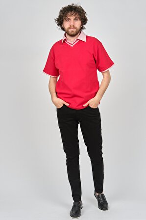 Uztex Erkek Slim Fit Polo Yaka T-Shirt 07190100 Kırmızı
