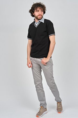 Uztex Erkek Slim Fit Polo Yaka T-Shirt 07190100 Siyah