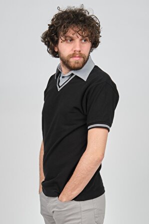 Uztex Erkek Slim Fit Polo Yaka T-Shirt 07190100 Siyah