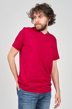 Uztex Erkek V Yaka T-Shirt 07103016 Kırmızı