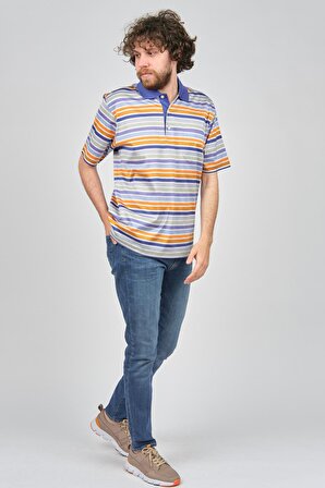 Formenti Erkek Cep Detaylı Çizgili Polo Yaka T-Shirt 2681001 Indigo