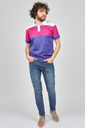 Formenti Erkek Blok Desenli Polo Yaka T-Shirt 2685019 Fuşya
