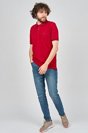 Cabare Erkek Şerit Detaylı Polo Yaka T-Shirt 3541053 Kırmızı