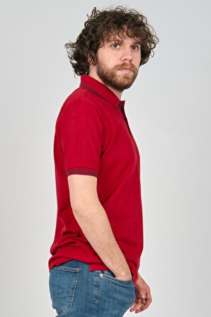 Cabare Erkek Şerit Detaylı Polo Yaka T-Shirt 3541053 Kırmızı