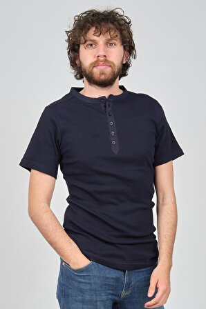 Saint Martin Erkek Yaka Düğmeli Slim Fit T-Shirt 4013400 Lacivert