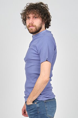 Saint Martin Erkek Yaka Düğmeli Slim Fit T-Shirt 4013400 Mavi