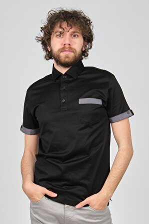 Arslanlı Erkek Cep Detaylı Polo Yaka T-Shirt 07601192 Siyah