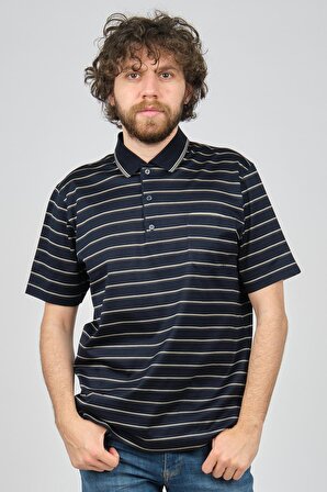 Arslanlı Erkek Çizgili Cep Detaylı Polo Yaka T-Shirt 07601128 Lacivert