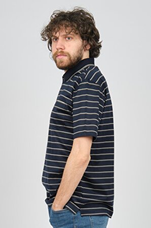 Arslanlı Erkek Çizgili Cep Detaylı Polo Yaka T-Shirt 07601128 Lacivert