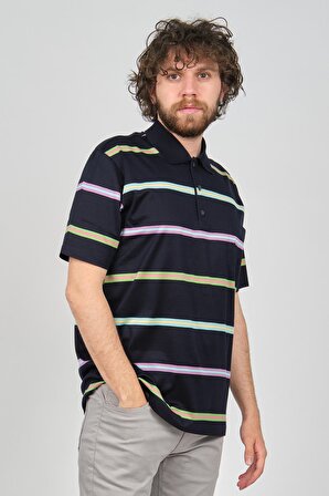 Arslanlı Erkek Cep Detaylı Çizgili Polo Yaka T-Shirt 07600122 Lacivert