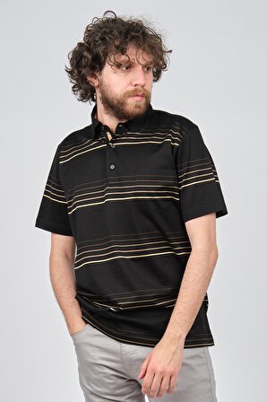 Arslanlı Erkek Çizgili Cep Detaylı Polo Yaka T-Shirt 07601130 Siyah