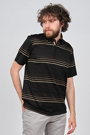 Arslanlı Erkek Çizgili Cep Detaylı Polo Yaka T-Shirt 07601130 Siyah