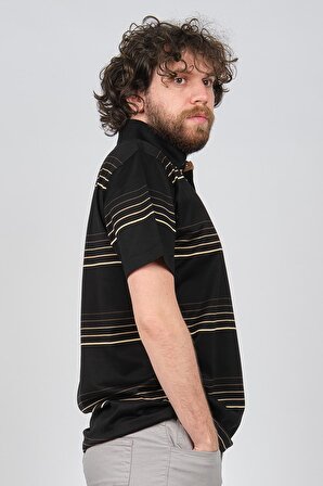 Arslanlı Erkek Çizgili Cep Detaylı Polo Yaka T-Shirt 07601130 Siyah